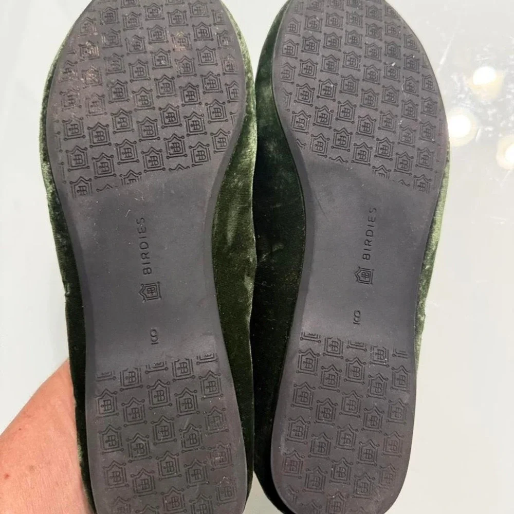 Birdies Emerald Green Velvet Smoking Loafers Flats Size 9